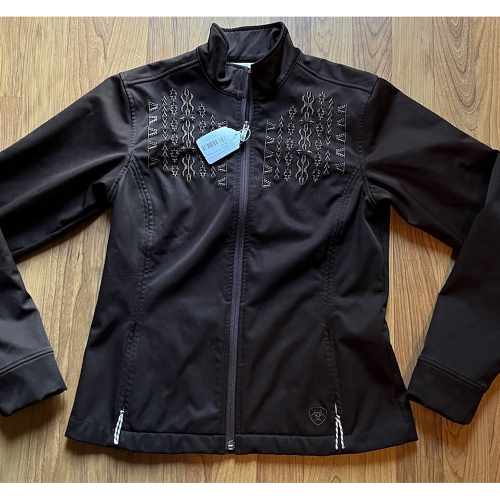 Ariat Jacket Womens Small Brown SoftShell Western Embroidered Aztec Zip Rodeo